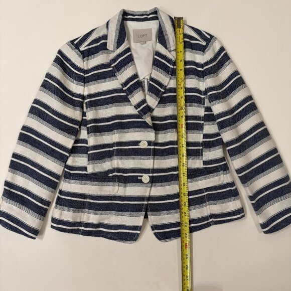 Loft - Linen Blend Striped Summer Blazer in Blue & White - Picture 7 of 8